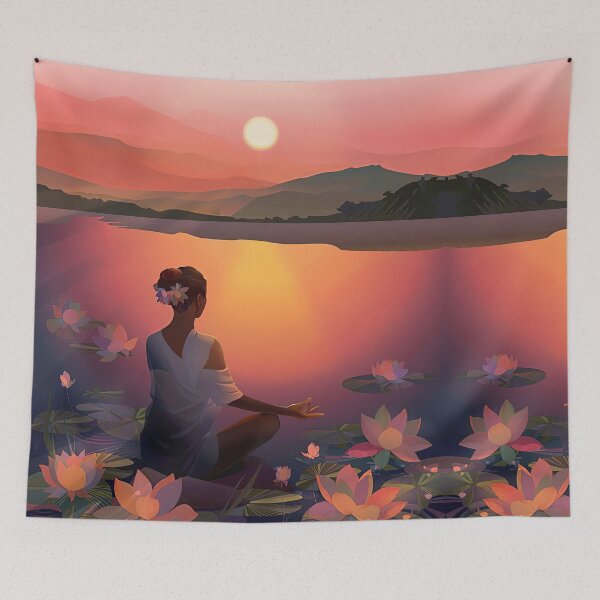 Item preview, Meditating in a beautiful sunset designed and sold by AdriTron.
