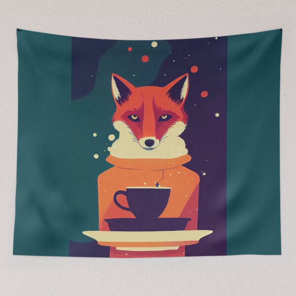 Item preview, Fox serving coffee designed and sold by etherElric.