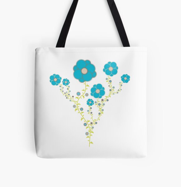 Fleurs bleues grimpantes Tote bag doublé