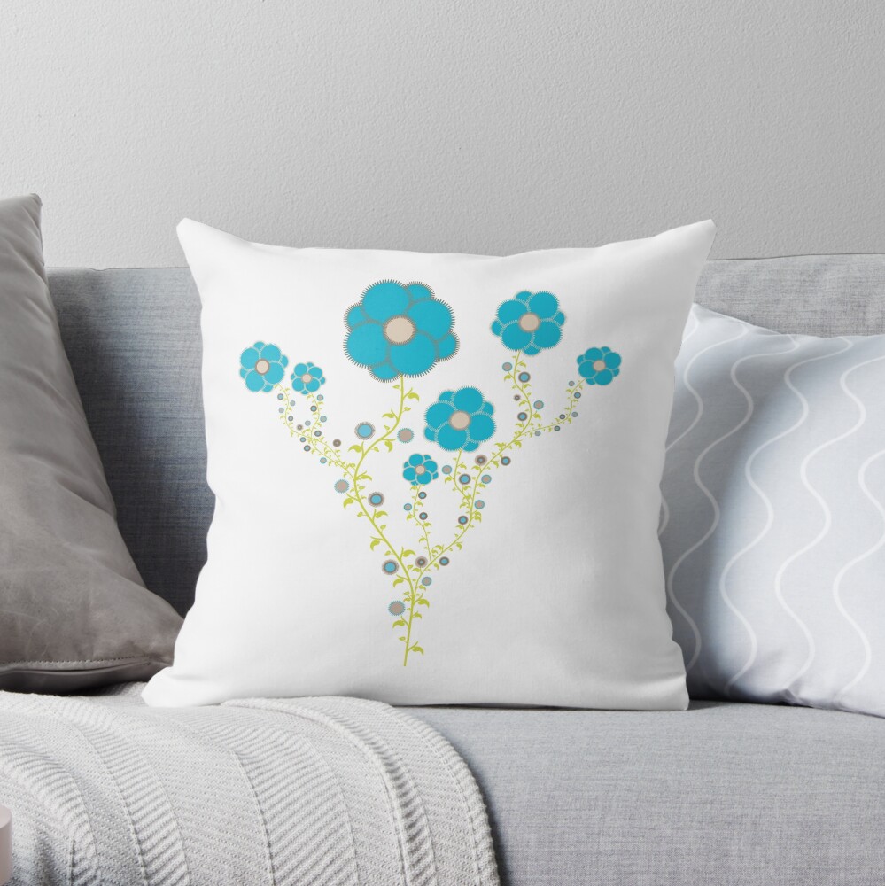 Coussin « Fleurs bleues grimpantes»