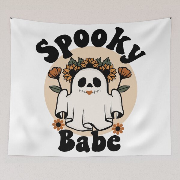 Item preview, Spooky Babe Cute and Funny Retro Ghost with Sunflowers Design designed and sold by PearlMoonGrapes.