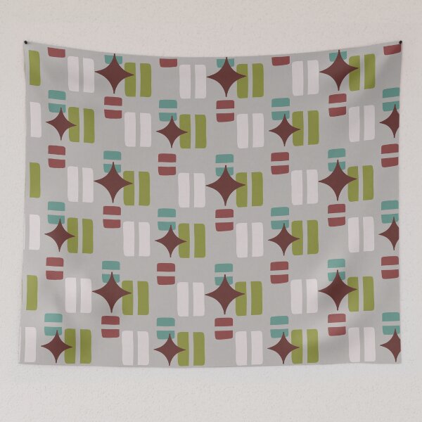Item preview, Retro Aesthetic Geometric Shapes And Cosmic Atomic Sparkle Stars Taupe designed and sold by scorpiolane.