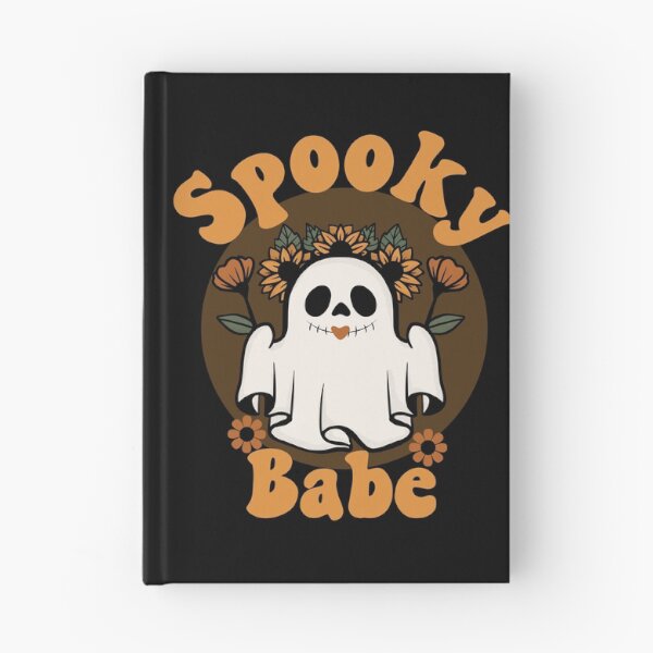 Item preview, Spooky Babe Cute and Funny Retro Ghost with Sunflowers - Black designed and sold by PearlMoonGrapes.