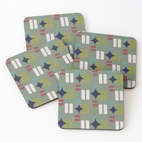 Item preview, Retro Aesthetic Geometric Shapes And Cosmic Atomic Sparkle Stars Green designed and sold by scorpiolane.