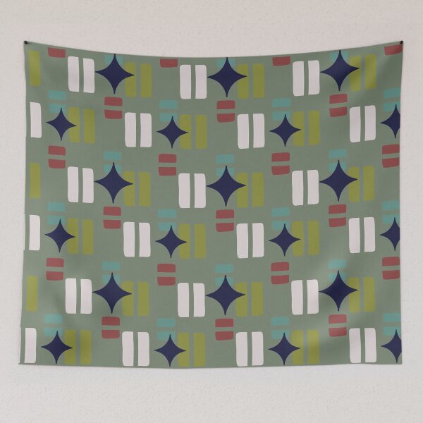 Item preview, Retro Aesthetic Geometric Shapes And Cosmic Atomic Sparkle Stars Green designed and sold by scorpiolane.
