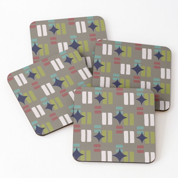 Item preview, Retro Aesthetic Geometric Shapes And Cosmic Atomic Sparkle Stars Muted Green designed and sold by scorpiolane.