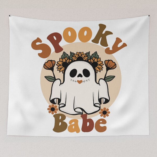 Item preview, Spooky Babe Cute and Funny Retro Ghost with Sunflowers - Colorful designed and sold by PearlMoonGrapes.