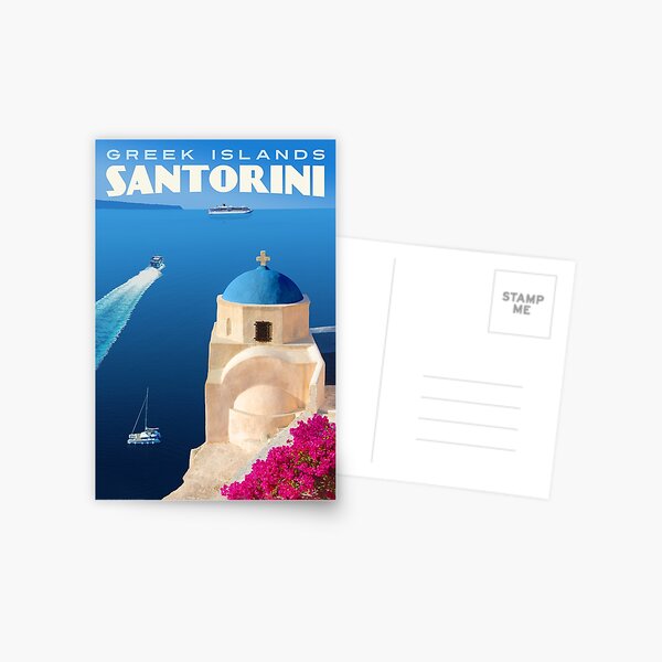Item preview, Vintage-Style Santorini Travel Poster designed and sold by travelwitheric.