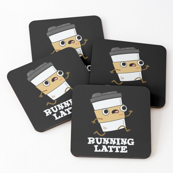 Item preview, Running Latte Funny Coffee Puns (Dark BG) designed and sold by punnybone.