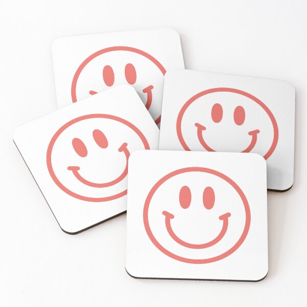 Item preview, Bright Coral Preppy Smiley Face  designed and sold by meohmymagic.