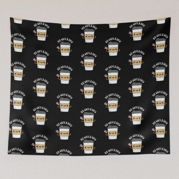 Item preview,  Red White And Brew Funny Coffee Puns (Dark BG) designed and sold by punnybone.