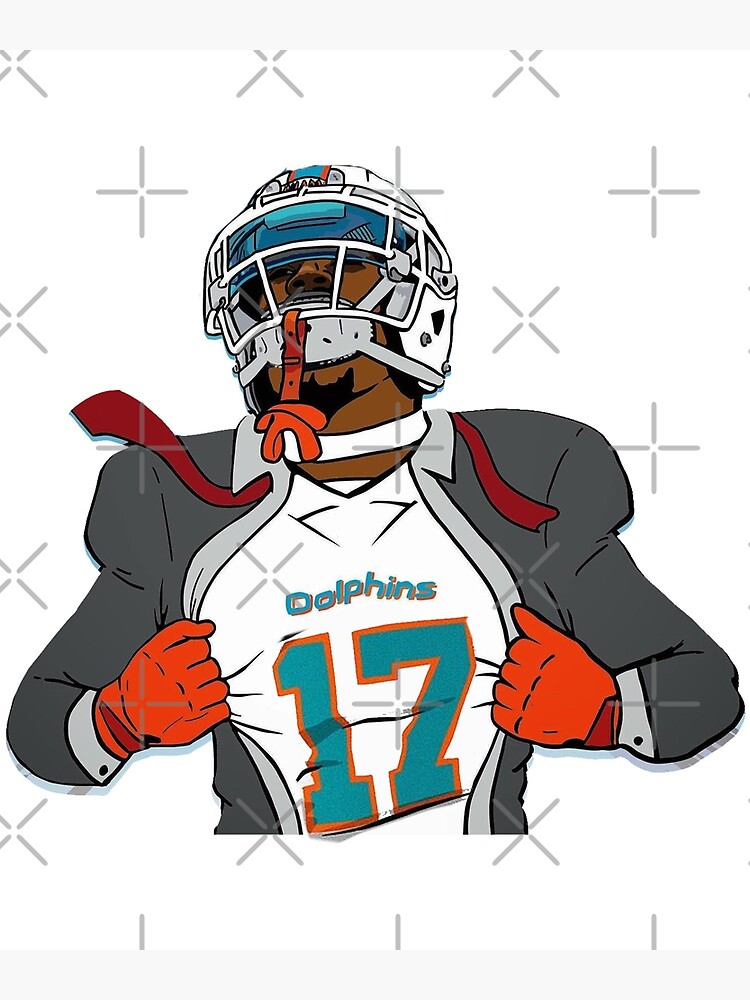 Jaylen Waddle Miami Dolphins Football Art Illustrated Poster Print