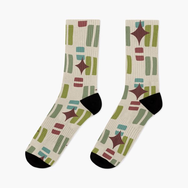 Item preview, Retro Aesthetic Geometric Shapes And Cosmic Atomic Sparkle Stars Green & Muted Yellow designed and sold by scorpiolane.