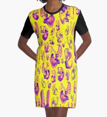 Fleischfresser HOT PINK & GELB T-Shirt Kleid