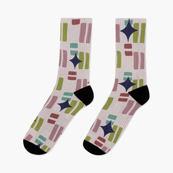 Item preview, Retro Aesthetic Geometric Shapes And Cosmic Atomic Sparkle Stars Light & Dark Muted Pink designed and sold by scorpiolane.