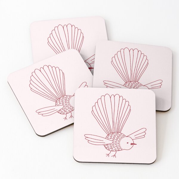 Item preview, New Zealand Fantail Piwakawaka palest pink and Christmas Red designed and sold by FrancesPoff.