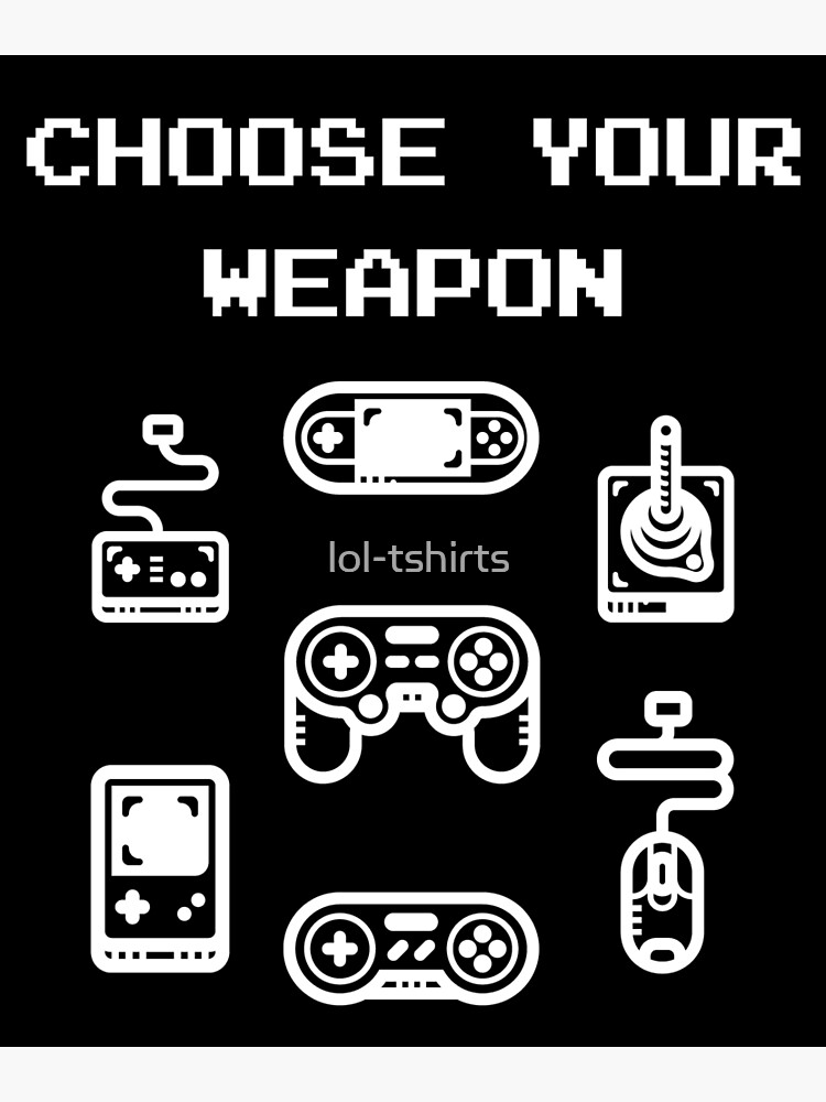 Retro Gaming T Shirt Wählen Sie Ihre Waffe Classic Controller Poster