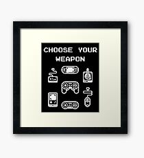 Retro Gaming T-shirt: Choose Your Weapon Classic Controllers Framed Print