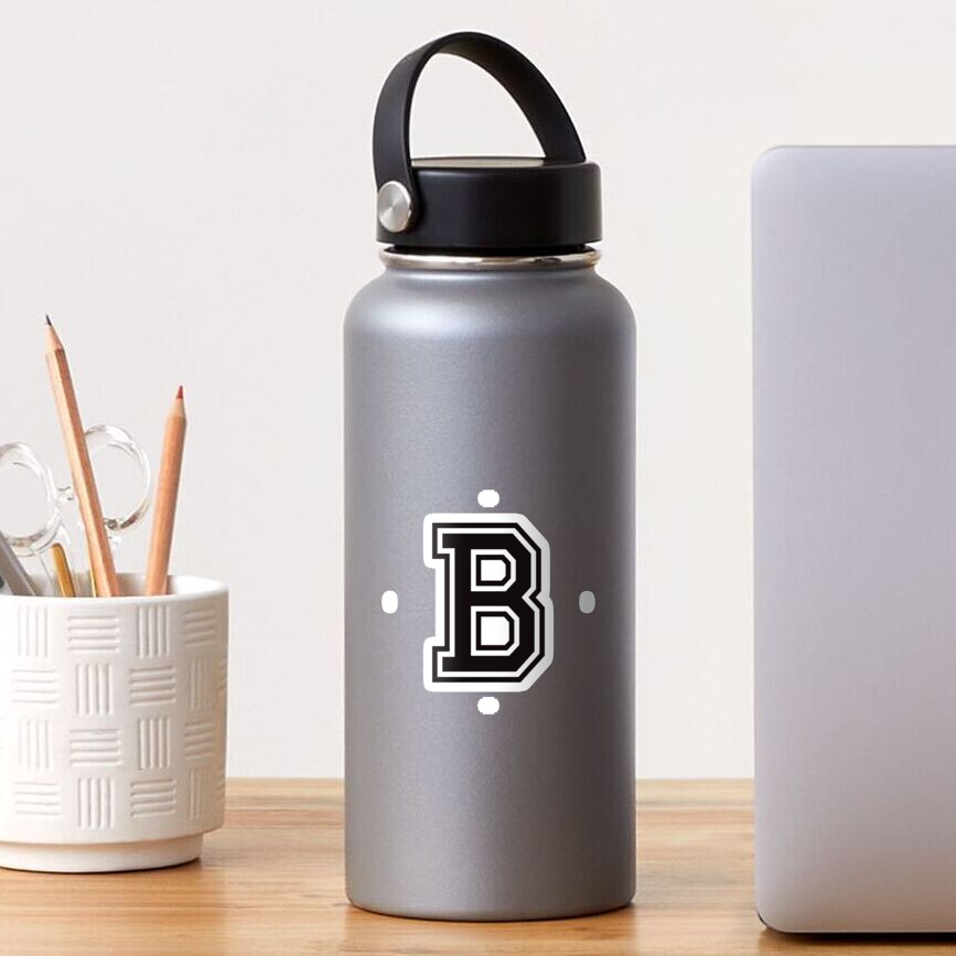 "Letter B Sticker - Black And White, Sporty College Font" Sticker For ...