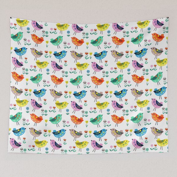 Item preview, Nordic style birds and flowers pattern designed and sold by LaBelleMaison.