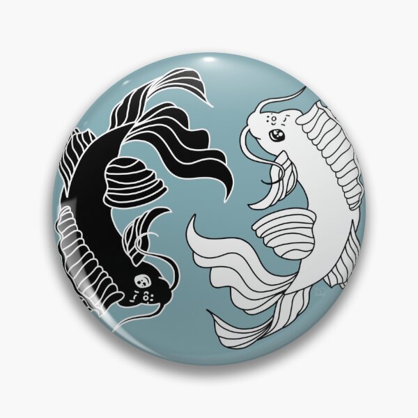 Item preview,  Simple Bold Black and White Linework - 2 Koi Fish, Yin and Yang Solid Colors Flipped designed and sold by Lucidesigns.