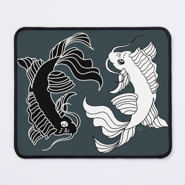 Item preview,  Simple Bold Black and White Linework - 2 Koi Fish, Yin and Yang Solid Colors Flipped designed and sold by Lucidesigns.