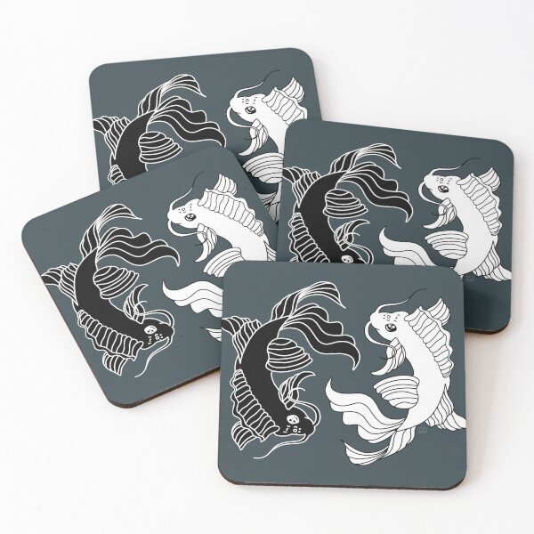 Item preview,  Simple Bold Black and White Linework - 2 Koi Fish, Yin and Yang Solid Colors Flipped designed and sold by Lucidesigns.