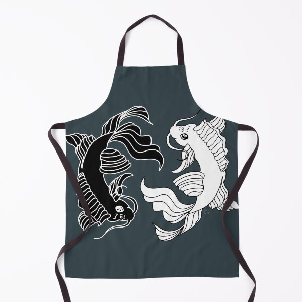 Item preview, Simple Bold Black and White Linework - 2 Koi Fish, Yin and Yang Solid Colors Flipped designed and sold by Lucidesigns.