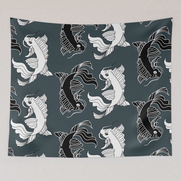 Item preview,  Simple Bold Black and White Linework - 2 Koi Fish, Yin and Yang Solid Colors Flipped designed and sold by Lucidesigns.