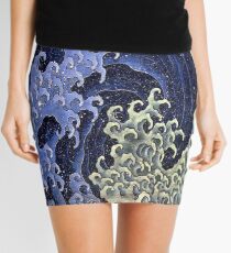 Feminine wave by Katsushika Hokusai Mini Skirt