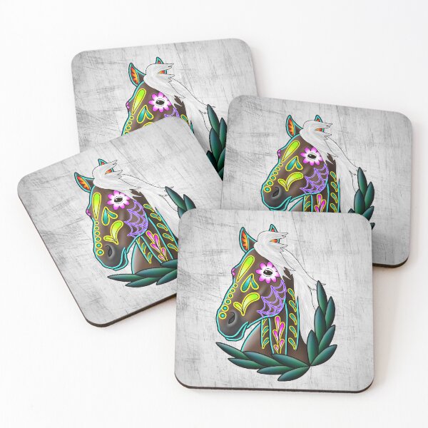 Item preview, Day of the Dead Flaxen Chestnut Sugar Skull Horse designed and sold by Pretty In Ink.