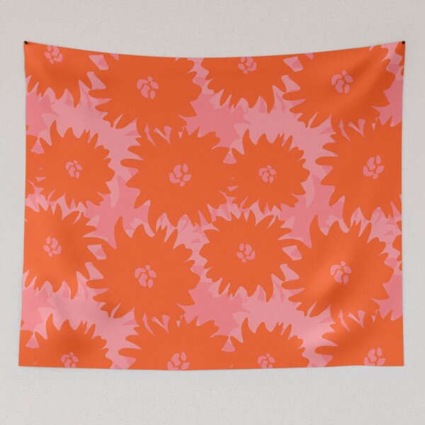 Item preview, Cute oversized orange jumbo floral pattern on pink designed and sold by Preppy Aesthetic Designs.