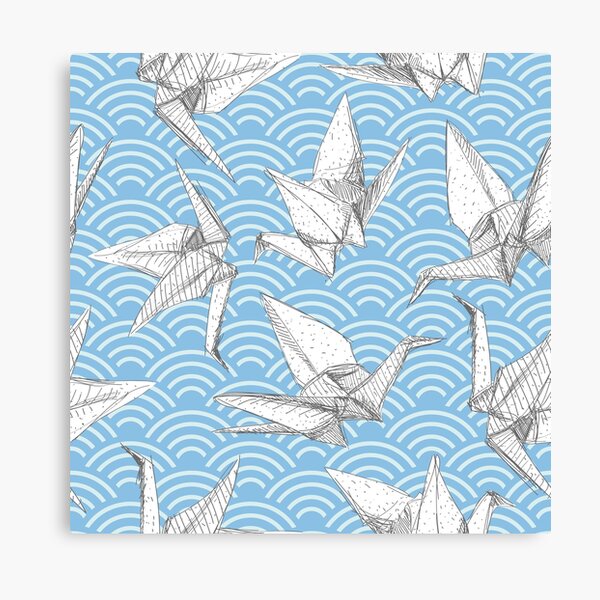 Japanese Origami paper cranes, symbol of happiness, luck and longevity,  blue coral mustard  Tapestry for Sale by EkaterinaP