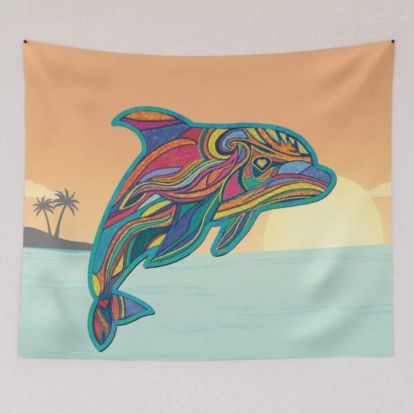 Item preview, Dolphin Jumping, sand art style designed and sold by FlippinTurtles.