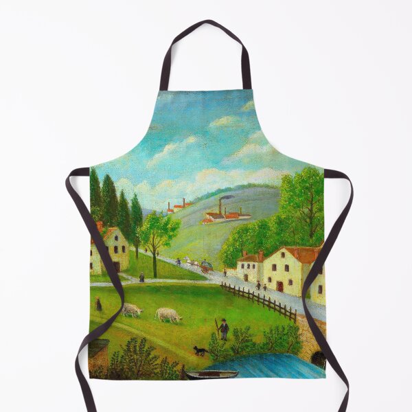 Aperçu de l'œuvre Paysage champêtre avec ruisseau, pêcheur et promeneur - Henri Rousseau créée et vendue par SimpleJoyStyle.