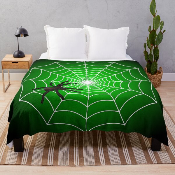 Item preview, White Spider Web With Spider on Acid Green and Black designed and sold by Creepyhollow.