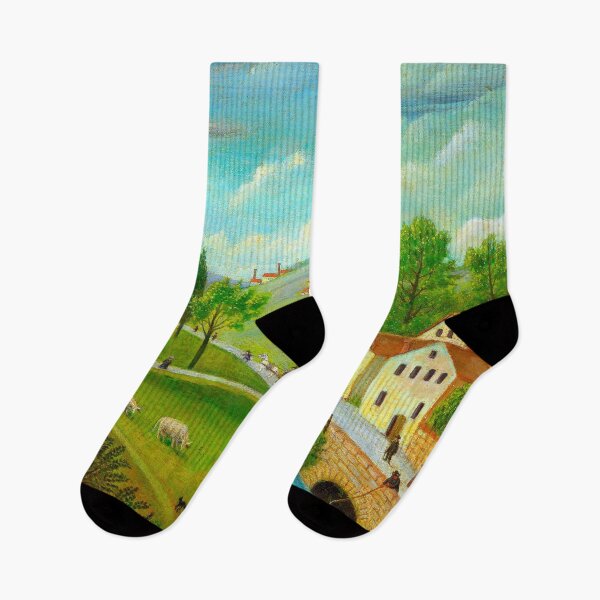 Item preview, Pastoral Landscape with Stream, Fisherman and Stroller - Henri Rousseau designed and sold by SimpleJoyStyle.