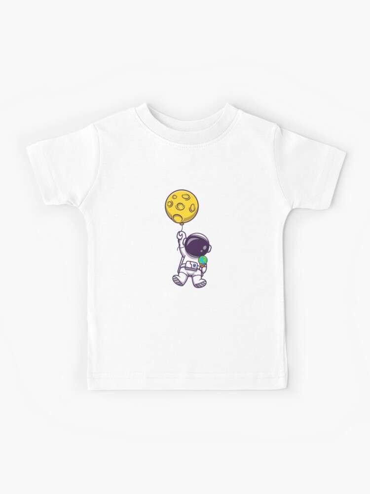 Astronaut Floating With Moon Balloon And Earth Ice Cream | Kids T-Shirt