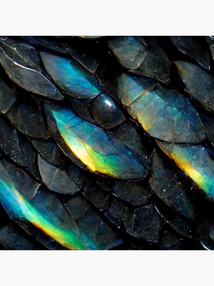 "Obsidian Labradorite dragon scales with a holographic shine" Sticker
