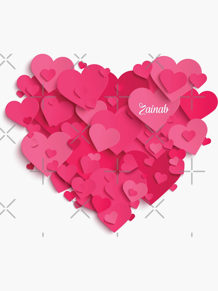 Personalized Pink Heart Stickers Couples Name Date