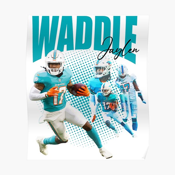 Jaylen Waddle Miami Dolphins Football Art Illustrated Poster Print