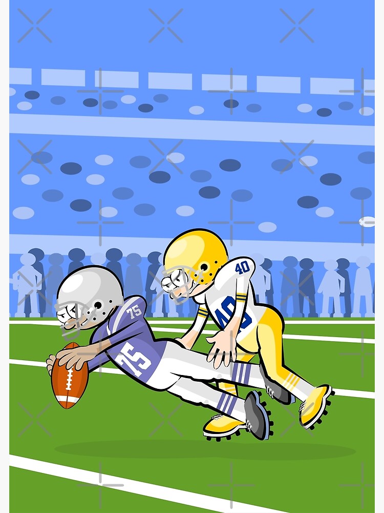 "American football player runs fast and throws himself to score a