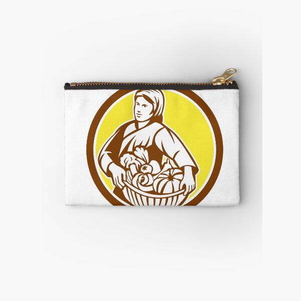 Item preview, Female Organic Farmer Basket Harvest Retro designed and sold by patrimonio.