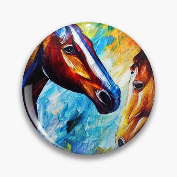 Item preview, Colorful horses watching each other - digital painting designed and sold by NickoPrints.