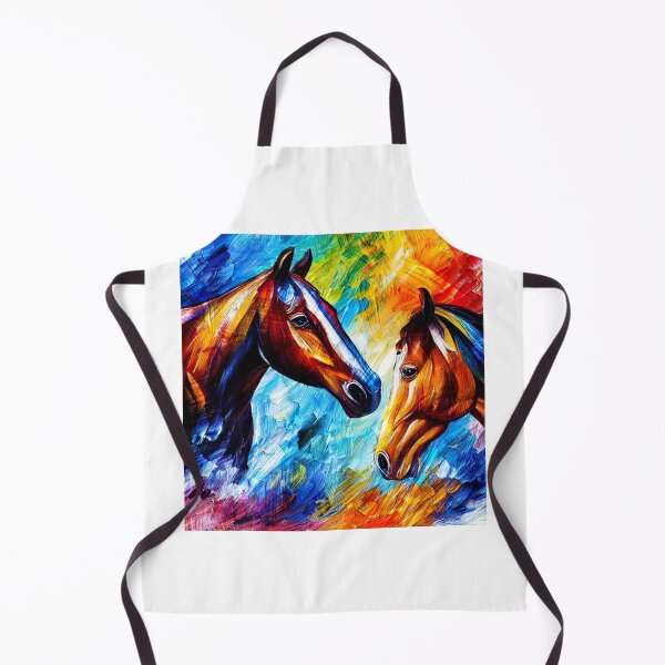 Item preview, Colorful horses watching each other - digital painting designed and sold by NickoPrints.