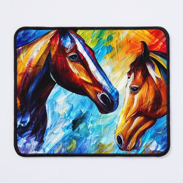 Item preview, Colorful horses watching each other - digital painting designed and sold by NickoPrints.
