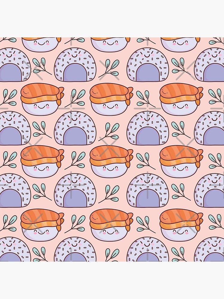 Disover cute sushi and onigiri pattern Premium Matte Vertical Poster