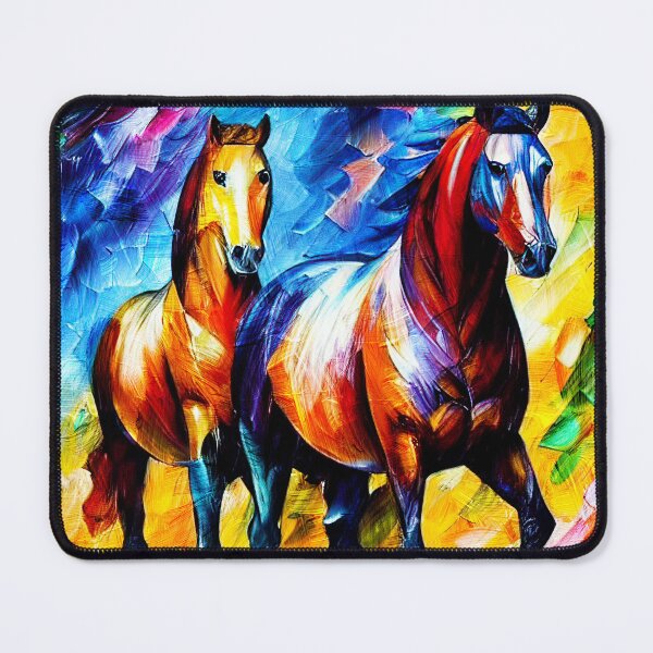 Item preview, Colorful horses walking - digital painting designed and sold by NickoPrints.