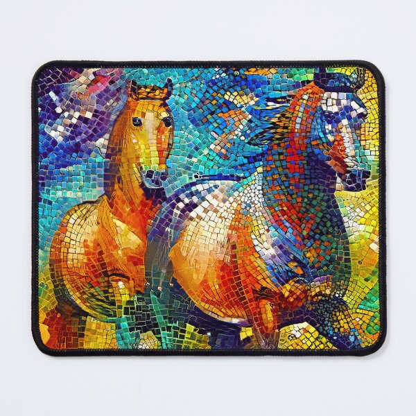 Item preview, A couple of horses walking - colorful mosaic designed and sold by NickoPrints.