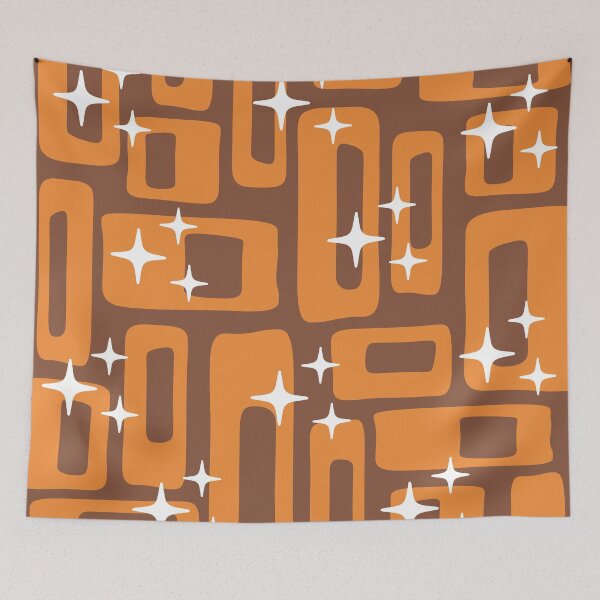 Item preview, Retro Mid Century Modern Abstract Pattern 986 Orange and Brown designed and sold by tonymagnerart.
